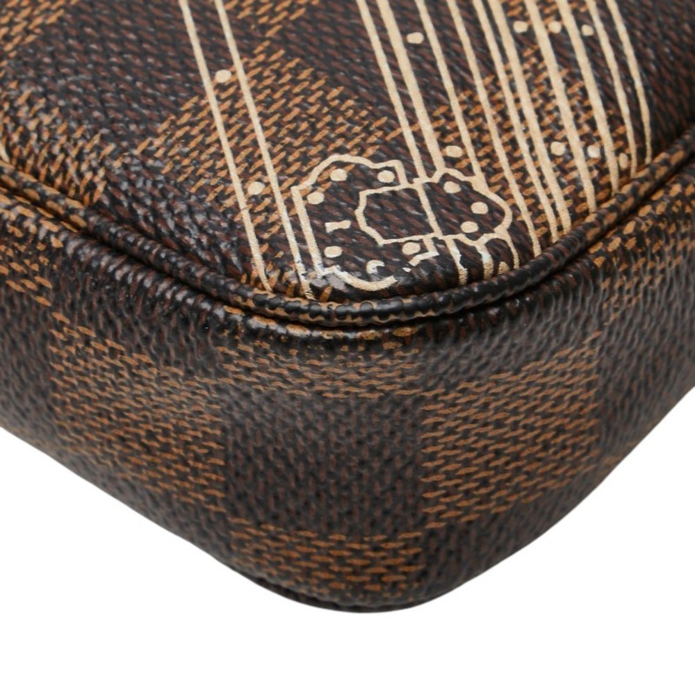 LOUIS VUITTON Authentic Brown Damier Leather Pochette Pouch - Picture 6 of 14